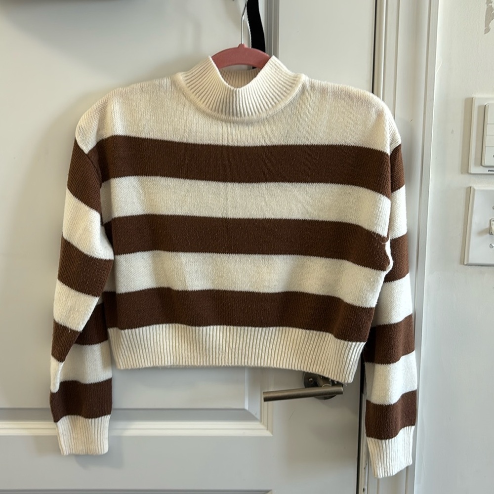 Brown-White striped Sweater